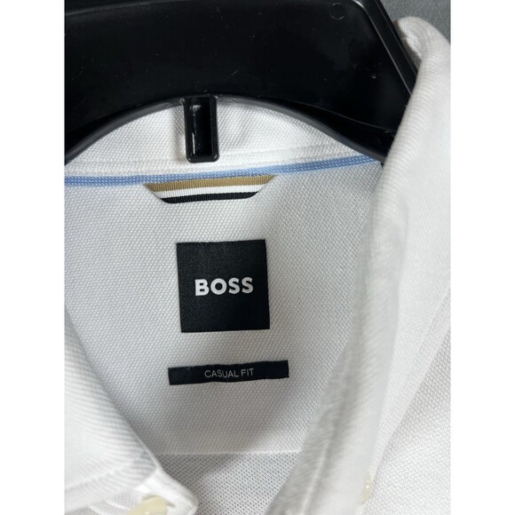 Hugo Boss Black Label Men White Solid Jersey Casual Button Down Shirt 17 XL $195 - Picture 12 of 13